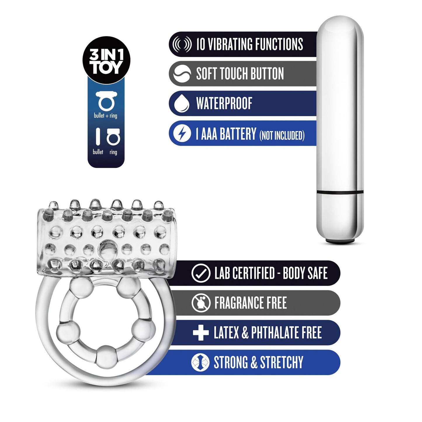 ANILLO STAY HARD VIBRATING CLITIFIER CLEAR