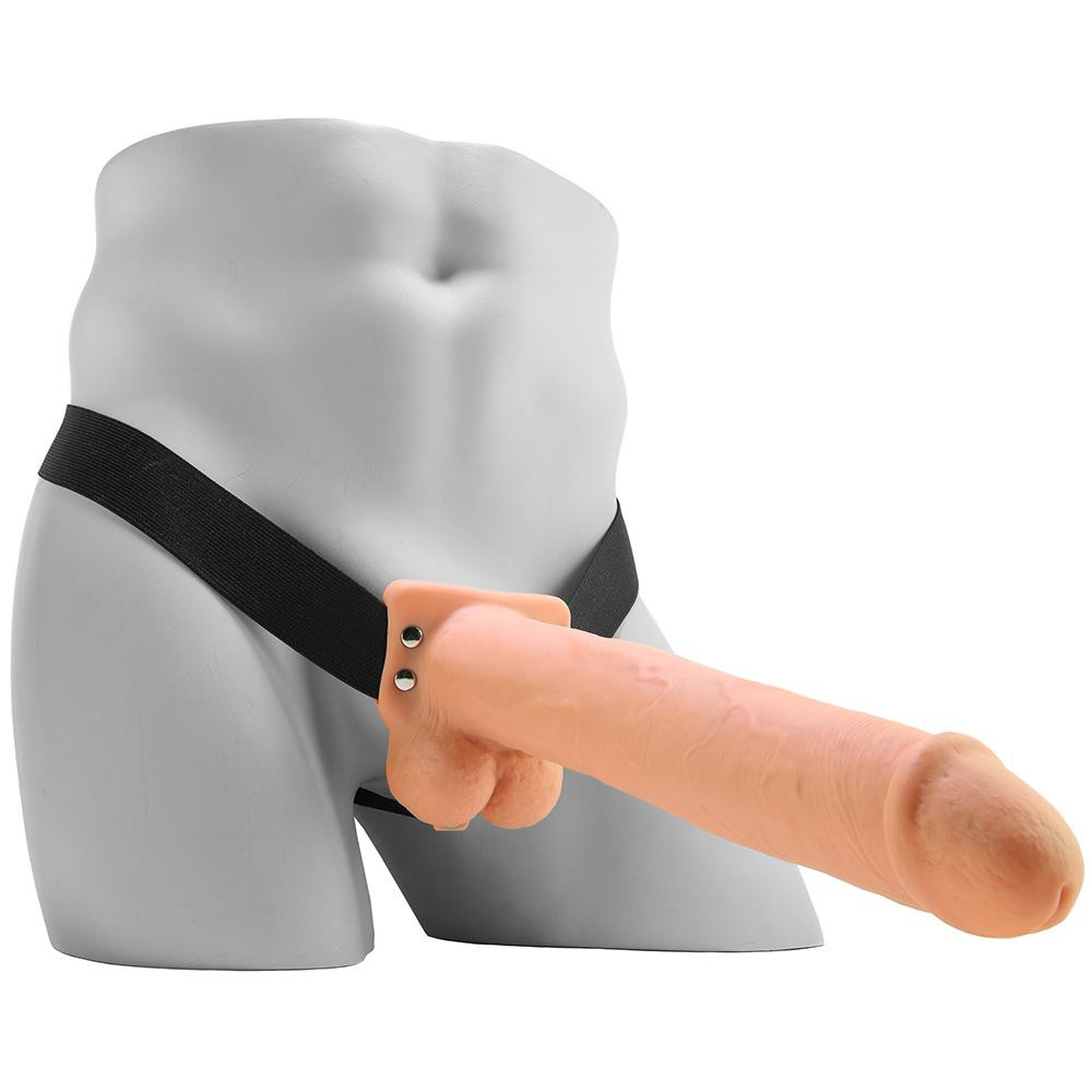 ARNES HUECO 11 INCH HOLLOW RECHARGEABLE STRAP ON WITH BALLS