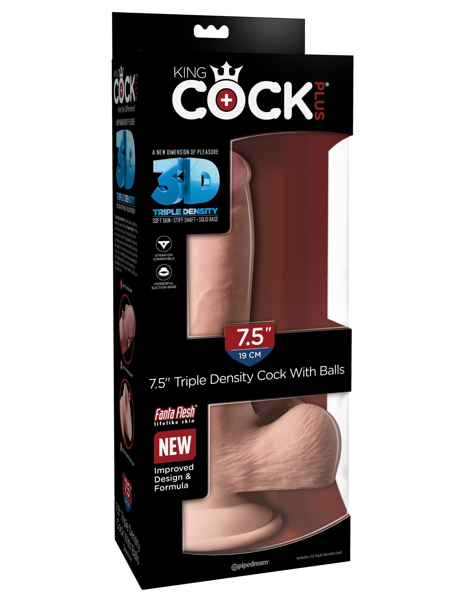 DILDO KING COCK PLUS 7.5" TRIPLE DENSITY COCK WITH BALLS