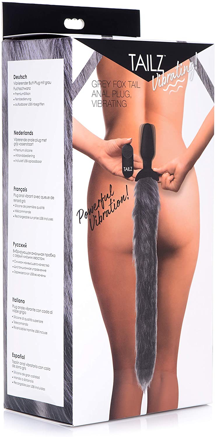 COLA GREY FOX TAIL VIBRATING ANAL PLUG