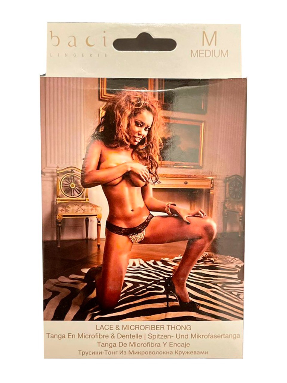 LENCERIA LACE AND MICROFIBER THONG MEDIUM