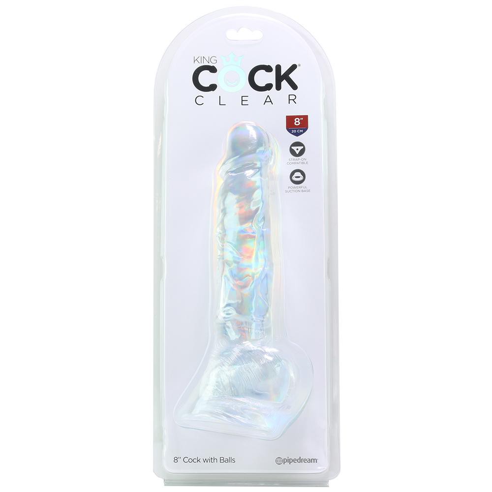 DILDO KING COCK 8 INCH CLEAR W BALLS
