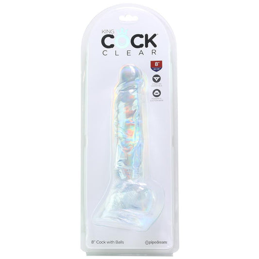 DILDO KING COCK 8 INCH CLEAR W BALLS