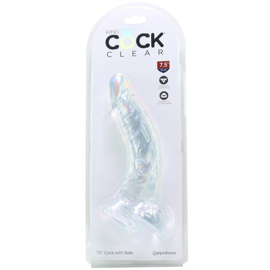 DILDO KING COCK 7.5 INCH W BALLS CLEAR