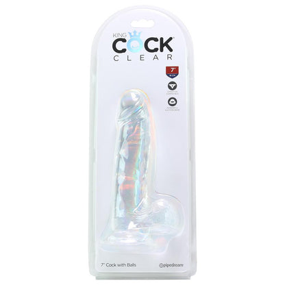 DILDO KING COCK 7 INCH W BALLS CLEAR
