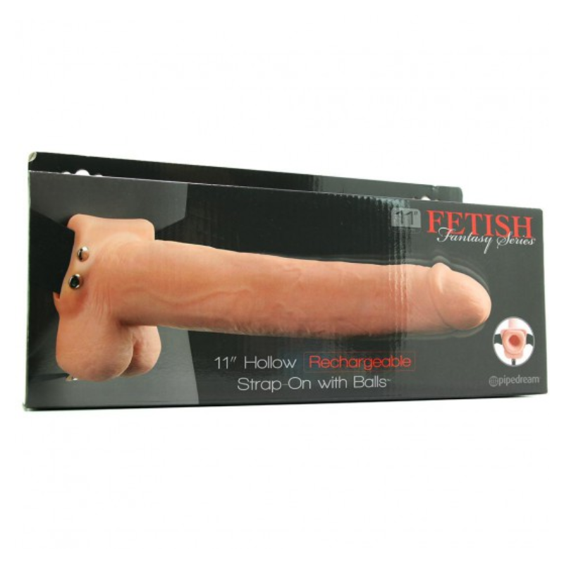 ARNES HUECO 11 INCH HOLLOW RECHARGEABLE STRAP ON WITH BALLS