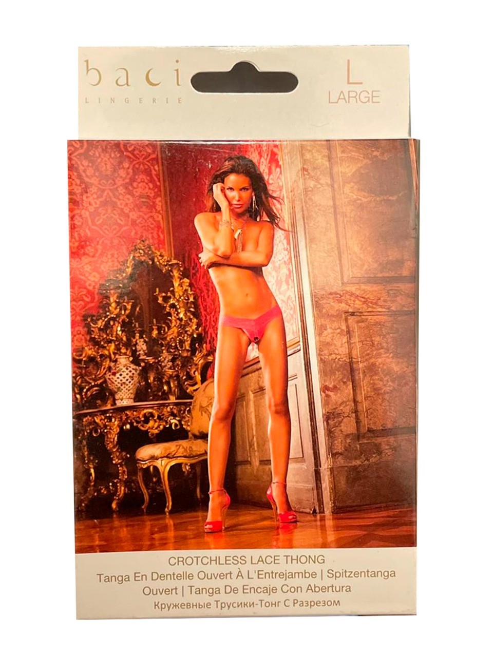 LENCERIA CROTCHLESS LACE THONG LARGE