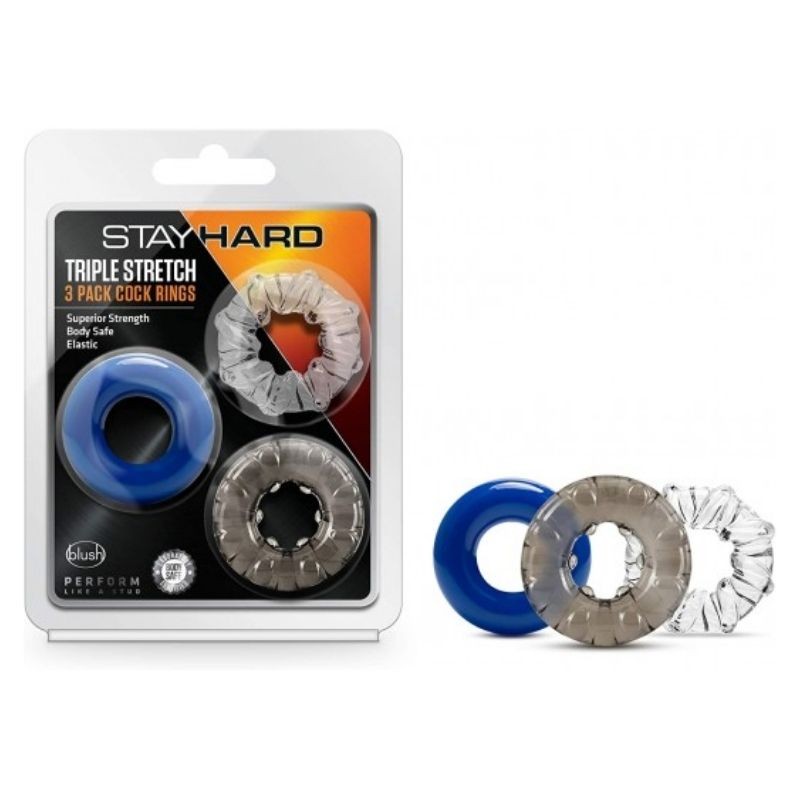 ANILLOS STAY HARD TRIPLE STRECH 3 PACK COCK RING