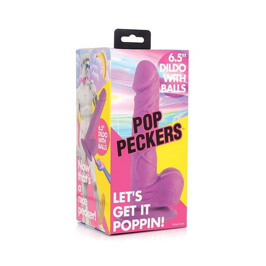 DILDO POP PECKERS 6.5 INCH DILDO W BALLS PURPLE