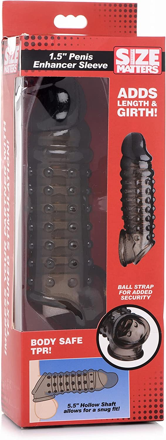 FUNDA SIZE MATTERS PENIS ENHANCER SLEEVE 1.5 INCH SMOKE