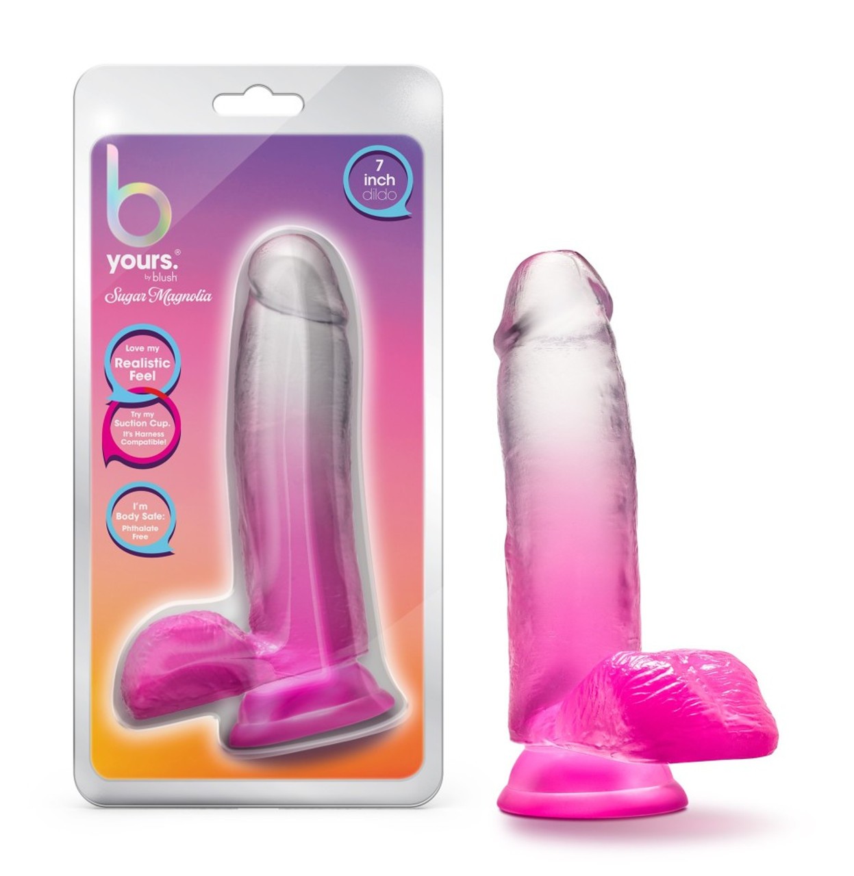 DILDO B YOURS SUGAR MAGNOLIA 7 INCH FUCHSIA