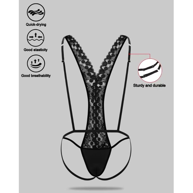 BODY DE ENCAJE EROTICO PARA HOMBRE