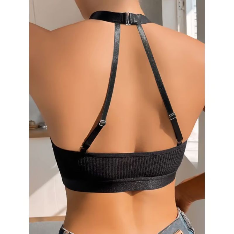 TOP HALTER NEGRO CON TRANSPARENCIA