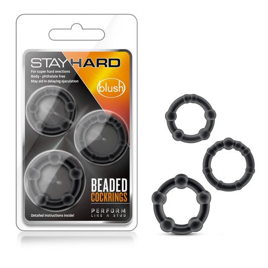 ANILLO STAY HARD  BEADED COCK RINGS  BLACK