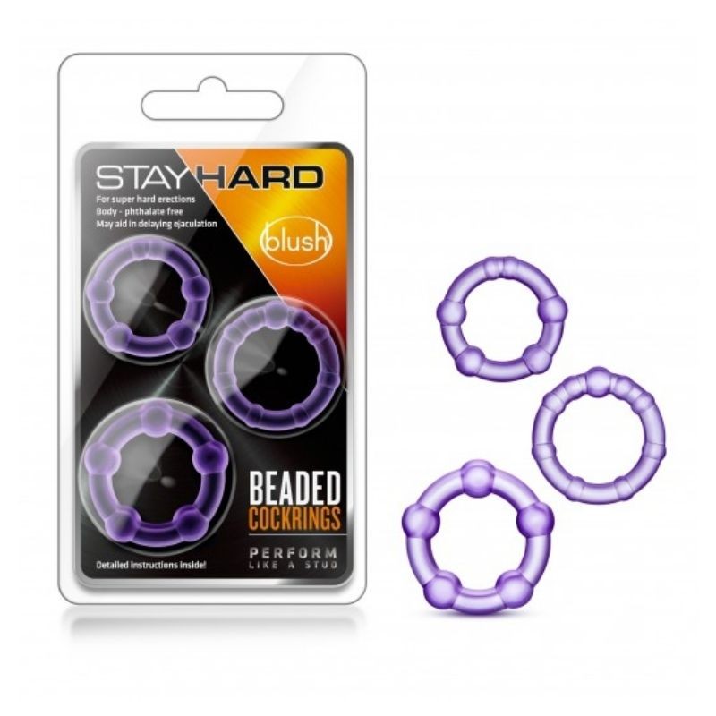ANILLOS STAY HARD BEADED COCK RINGS PURPLE