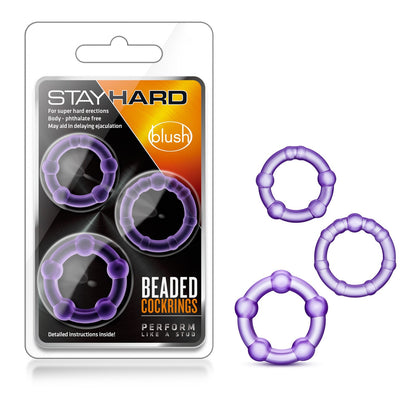 ANILLOS STAY HARD BEADED COCK RINGS PURPLE